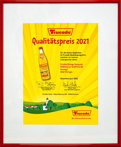FRUCADE – Qualitätspreis 2021 – Bissinger Auerquelle